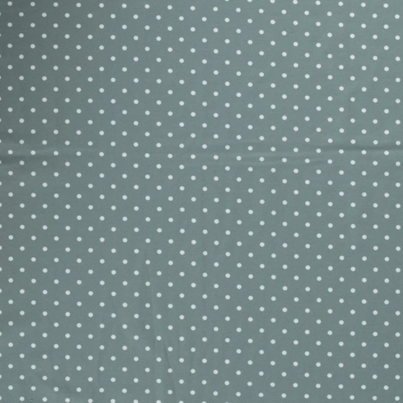 Printed Single Jersey - White Dots on Sage