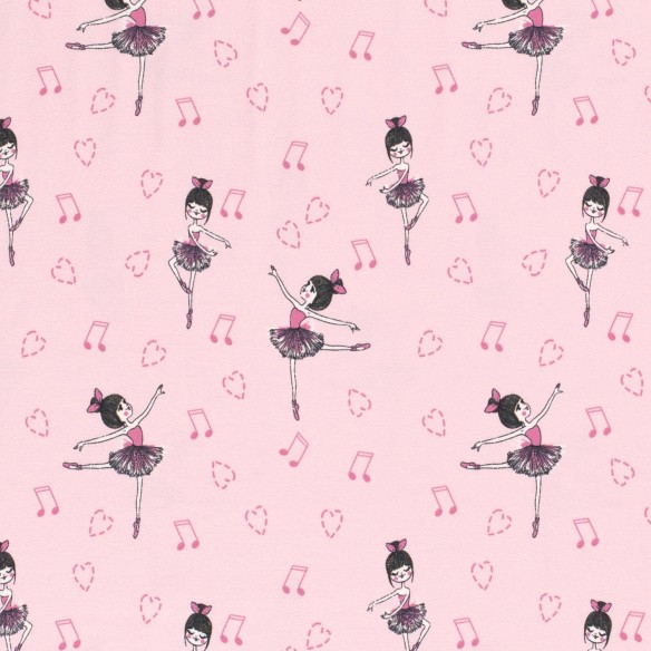 Printed Single Jersey - Fairy on Pink Background