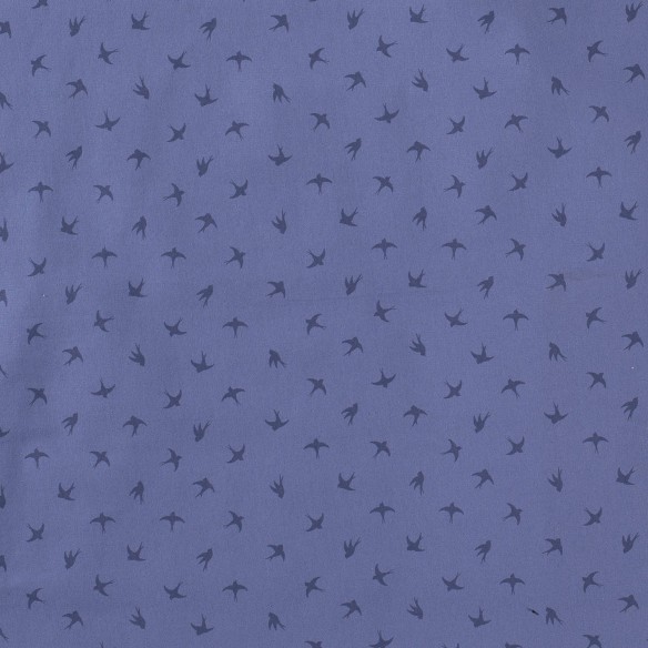 Printed Single Jersey - Navy Blue Swallows on Navy Blue