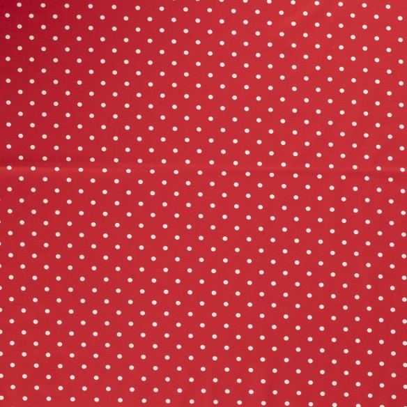 Printed Single Jersey - White Dots on Red