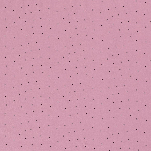 Printed Single Jersey - Small Black Dots Dirty Pink