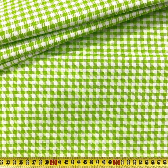 Cotton Fabric - Checkered Light Green