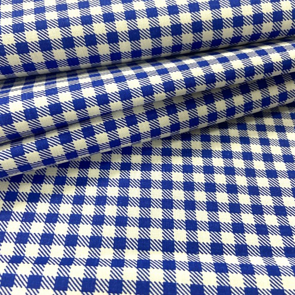Cotton Fabric - Checkered Blue