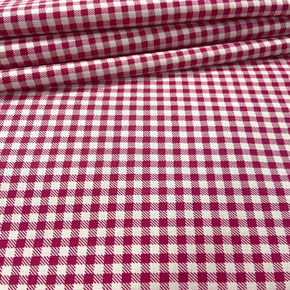 Cotton Fabric - Checkered Maroon