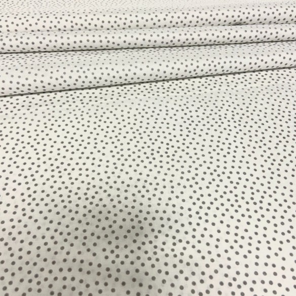 Cotton Fabric - Gray Dots Scattered on White