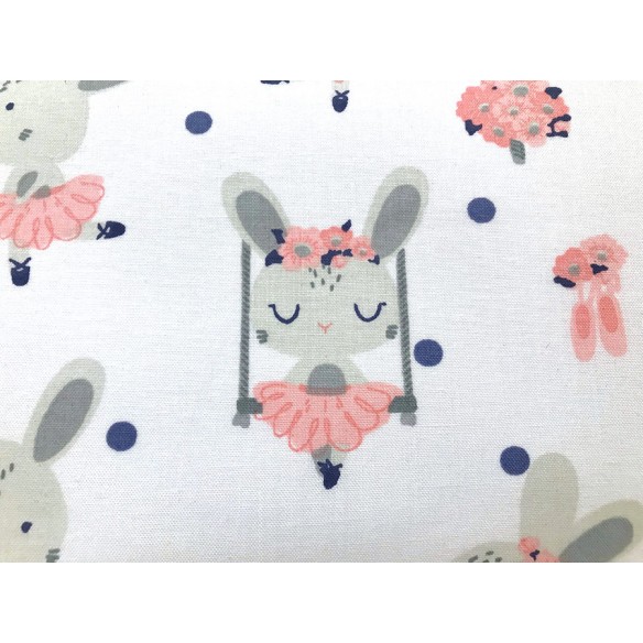 Cotton Fabric - Bunny Ballerinas Pink