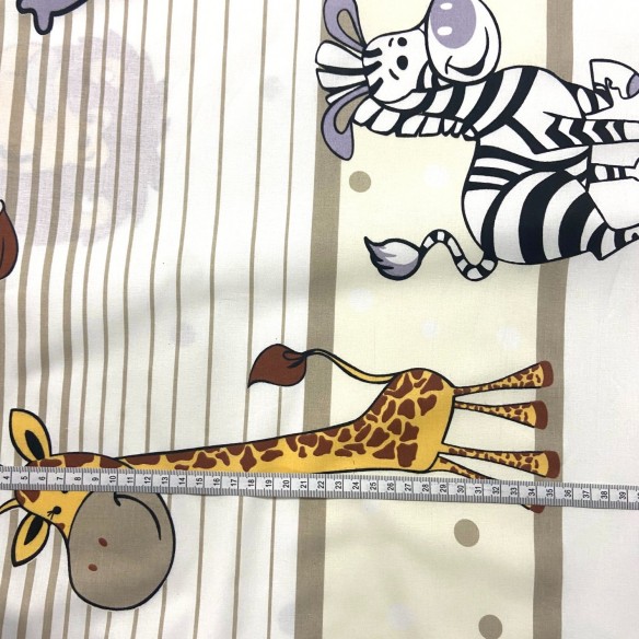 Bavlnená látka – panel Žirafy a slony