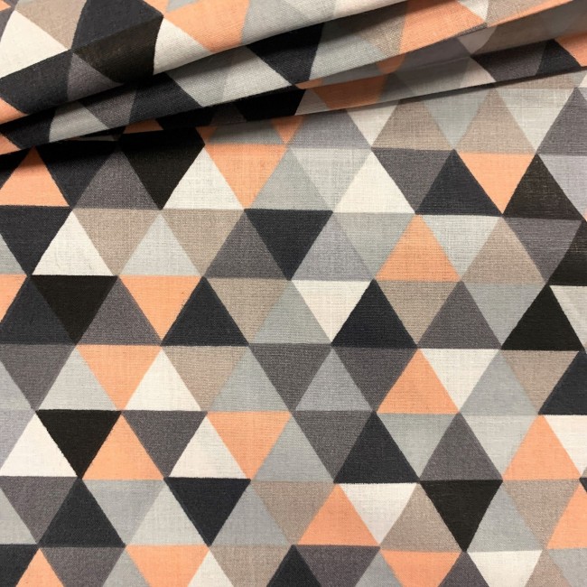 Cotton Fabric - Mini Triangles Apricot Black