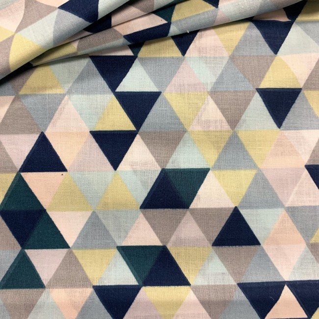 Cotton Fabric - Mini Triangles Emerald grey