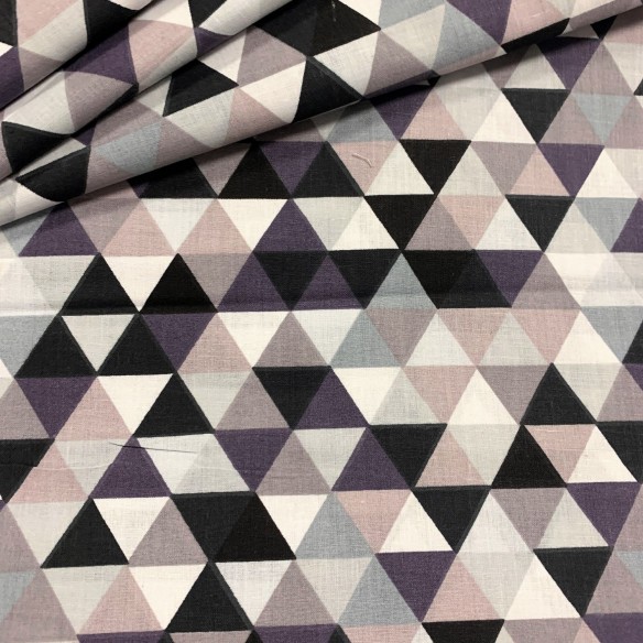 Cotton Fabric - Mini Triangles Violet Black