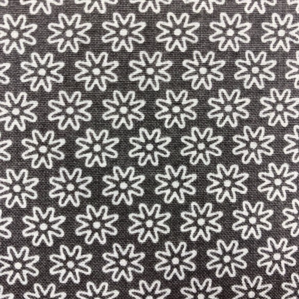 Cotton Fabric - Flowers White Black Mini