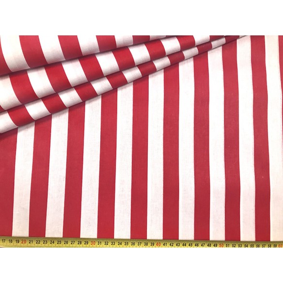 Cotton Fabric - Big Red Stripes