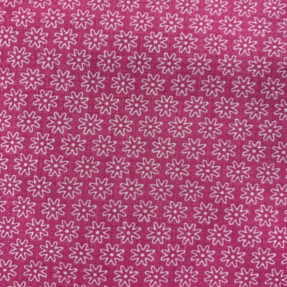 Cotton Fabric - Flowers White Pink Mini