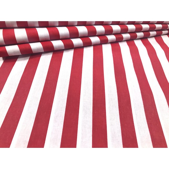 Cotton Fabric - Big Red Stripes