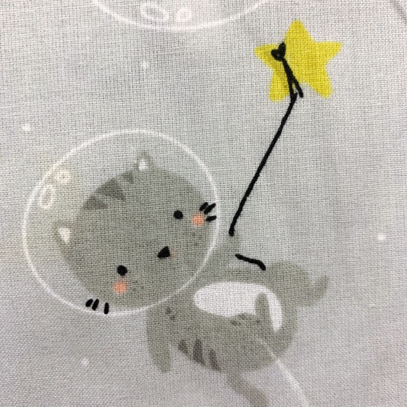 Bavlnená látka - Mačky vo vesmírnej šedej