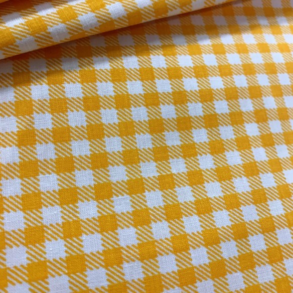 Cotton Fabric - Checkered Yellow