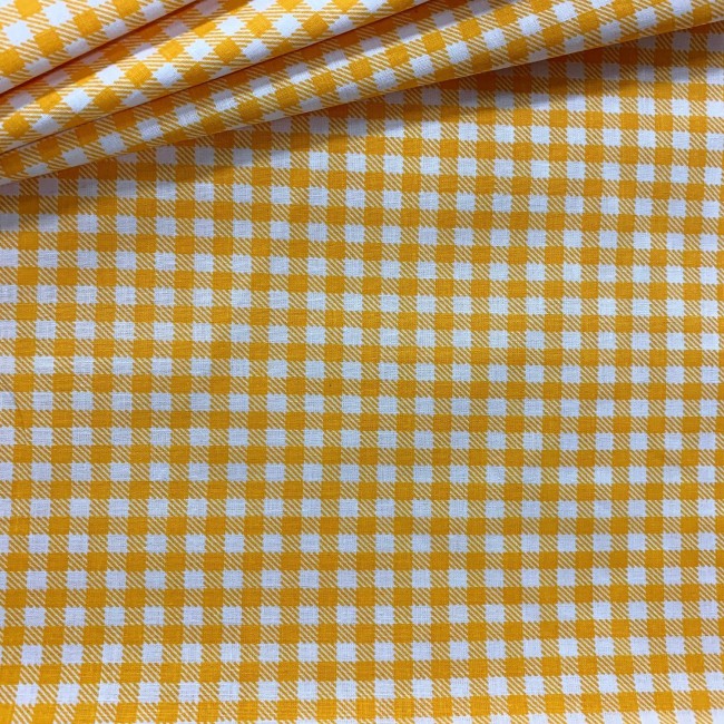 Cotton Fabric - Checkered Yellow