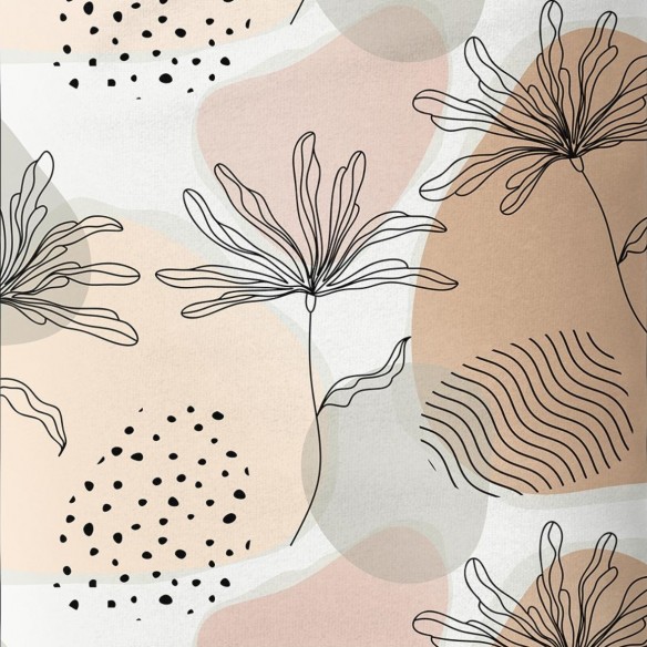 Satin Cotton Fabric - Flowers Spots Cream