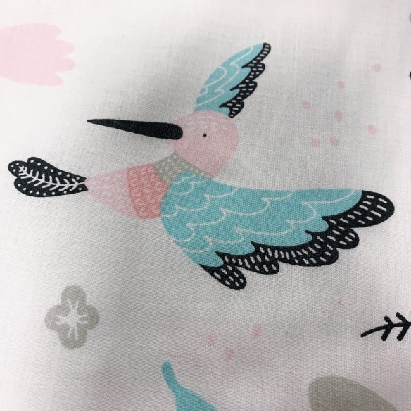 Cotton Fabric - Pastel Hummingbird