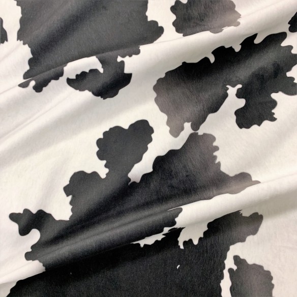 Printed Riviera Velour Fabric - Cow