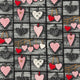 Cotton Fabric - 3D Patchwork Hearts on Grey