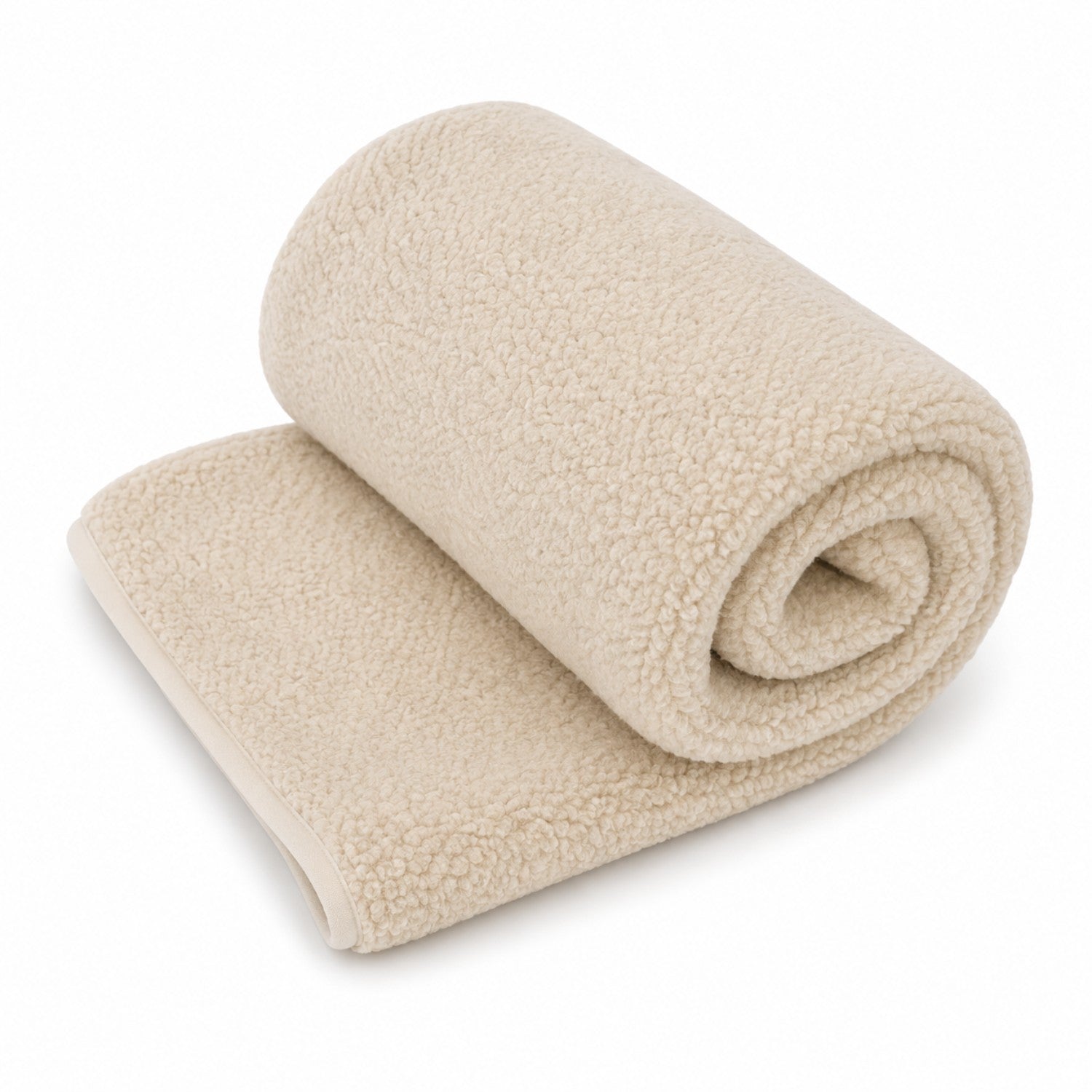 100% Merino Wool Sherpa Fabric - Natural Soft Wool Fleece for Blankets, Clothing & Home Décor - Ecru