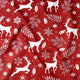 Cotton Fabric - Nordic Christmas Reindeer on Red