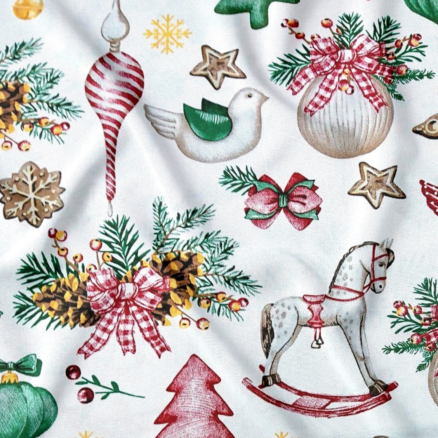Cotton Fabric - Christmas rocking white II