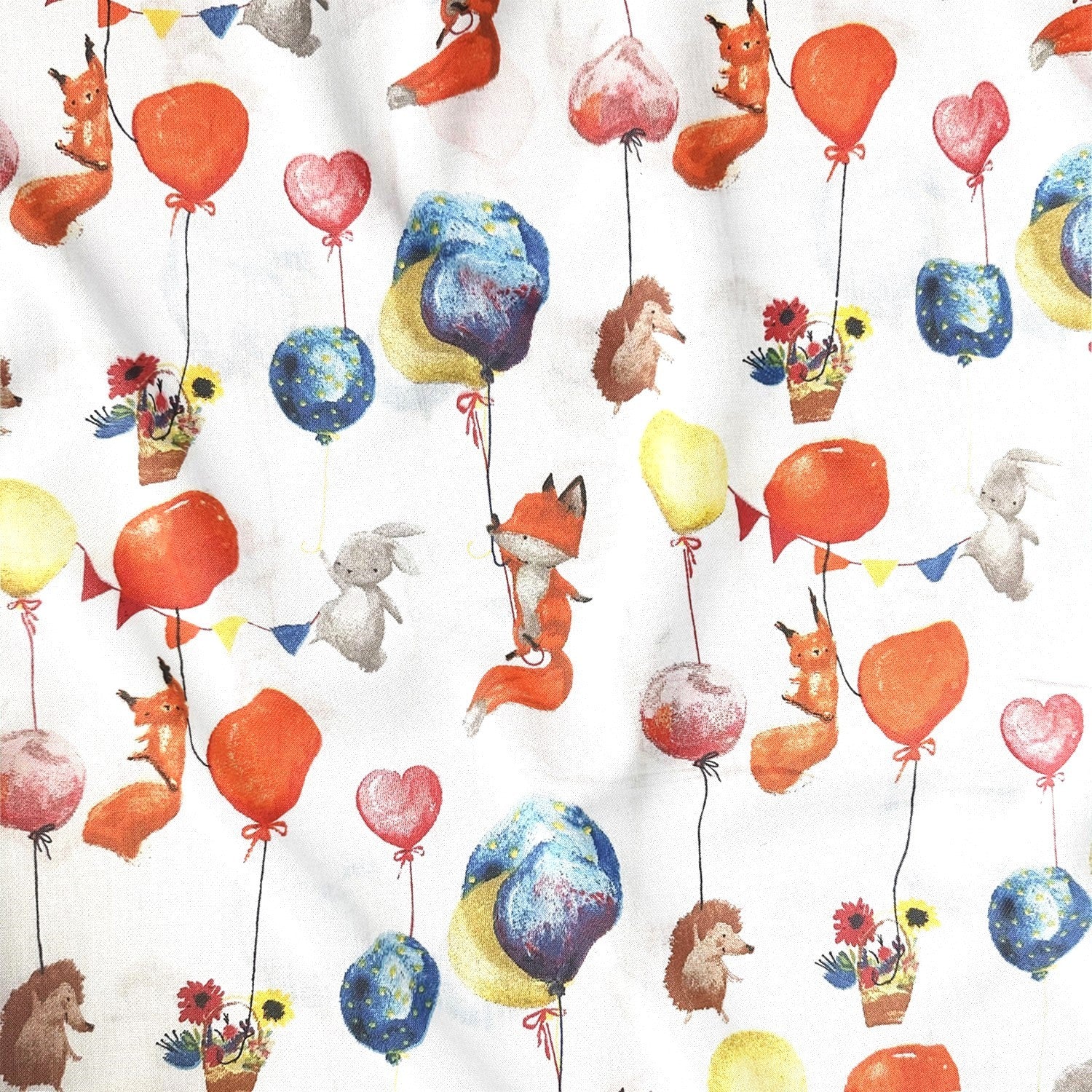 Cotton Fabric - Animals and Baloons