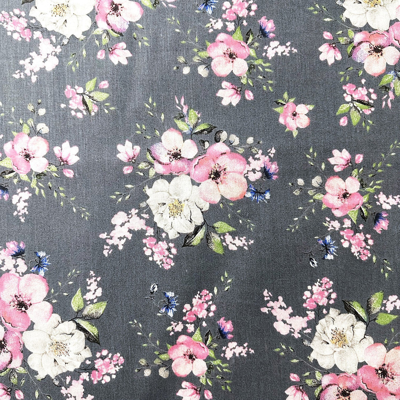 Cotton Fabric - Apple Tree Blossoms Graphite