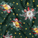 Cotton Fabric - Bells and Stars on Green