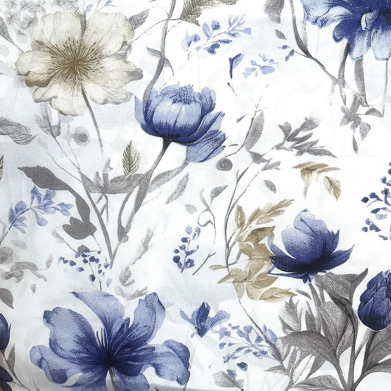 Cotton Fabric - Blue Hibiscus