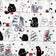 Cotton Fabric - Cats on a Line White