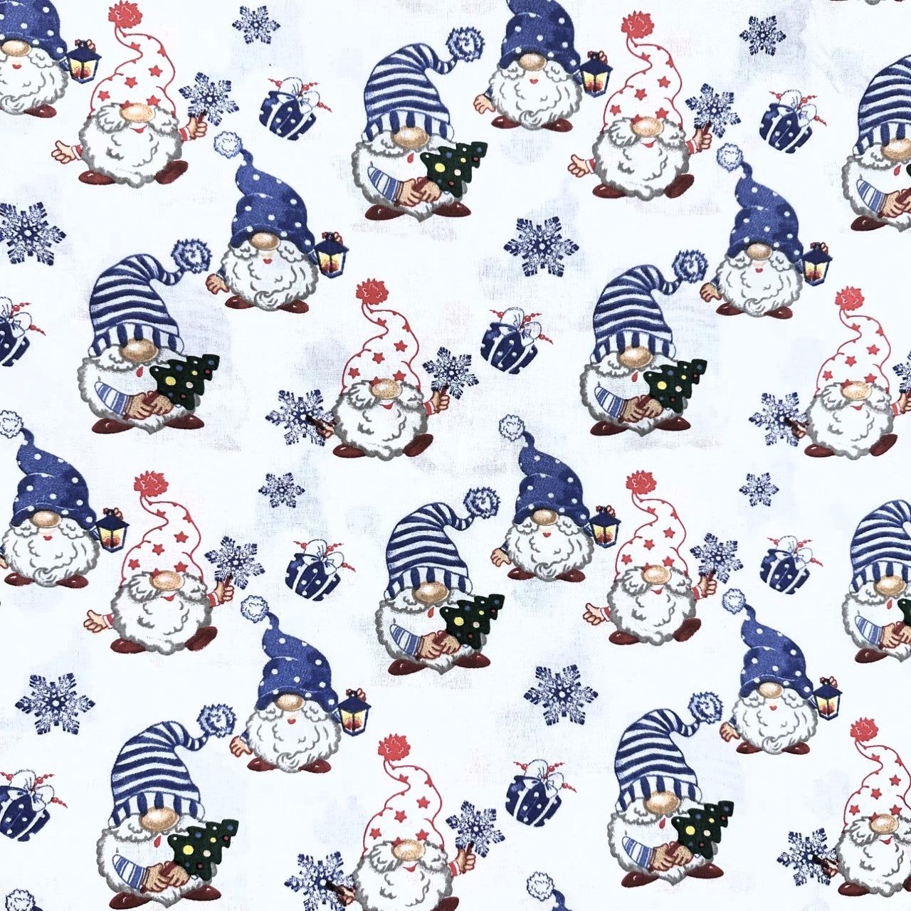 Cotton Fabric - Christmas Gnomes and Gadgets Navy Blue