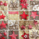 Cotton Fabric - Christmas Patchwork, Red and Brown