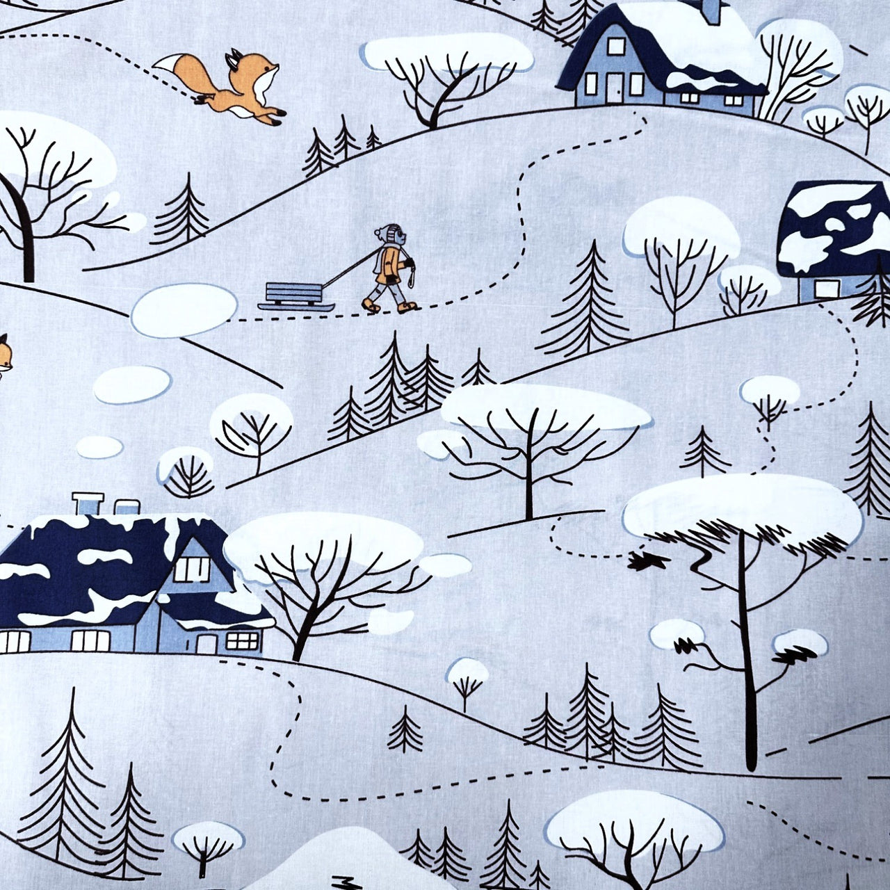 Cotton Fabric - Christmas Winter Village