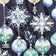 Cotton Fabric - Christmas decorative navy blue baubles