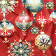 Cotton Fabric - Christmas decorative red baubles