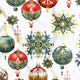 Cotton Fabric - Christmas decorative white baubles