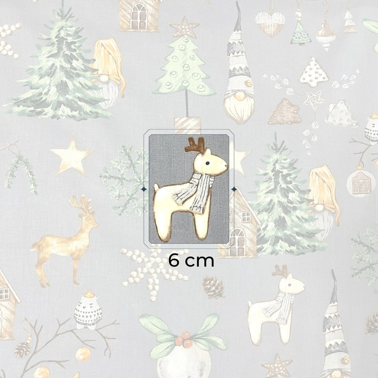 Cotton Fabric - Christmas mood, Gray