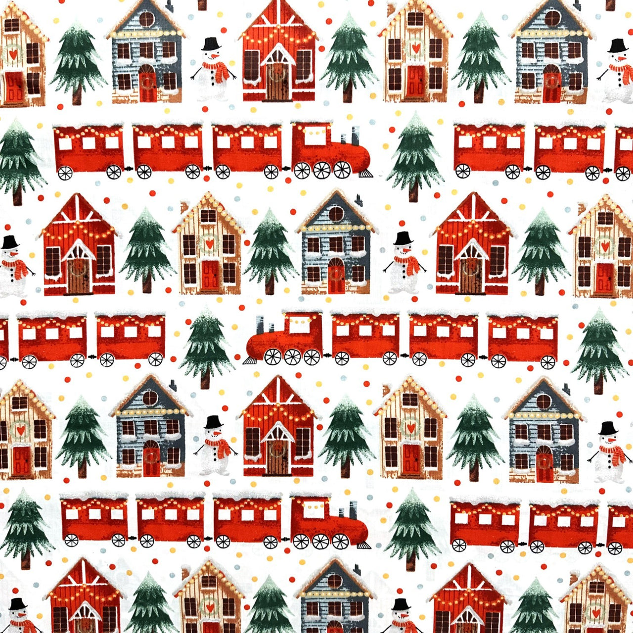 Cotton Fabric - Christmas train