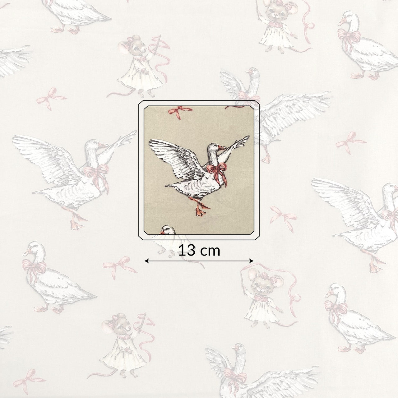 Cotton Fabric - Dancing Cappuccino Goslings