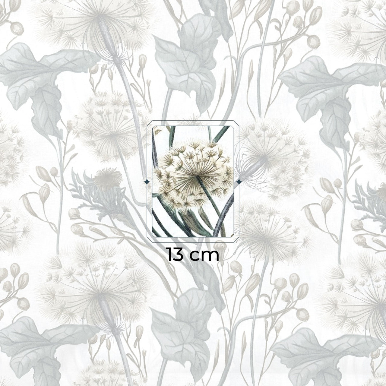 Cotton Fabric - Dandelions, sage
