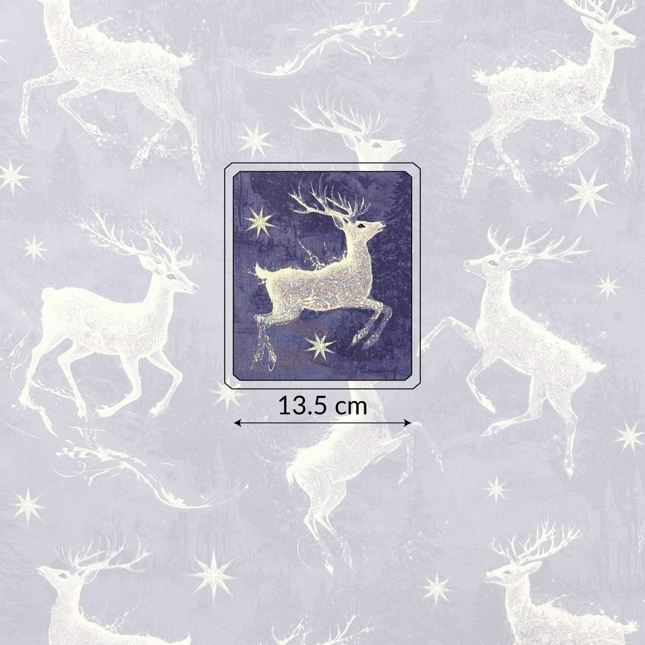 Cotton Fabric - Dark blue reindeers