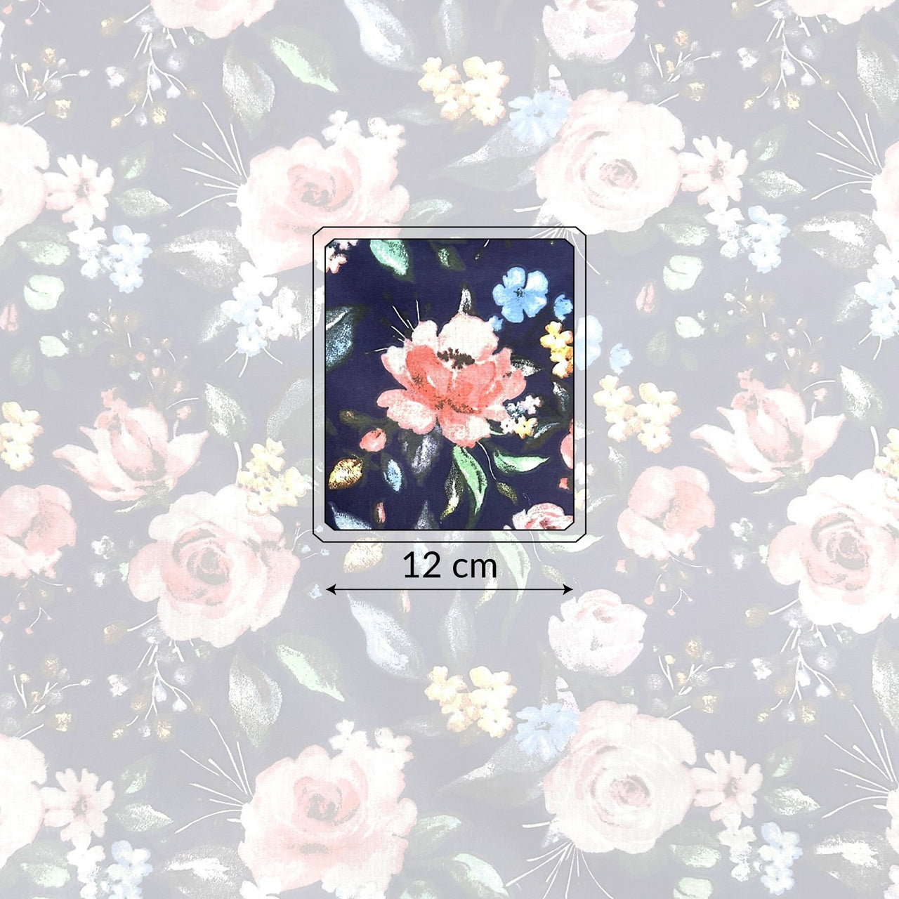 Cotton Fabric - Flowers on Navy