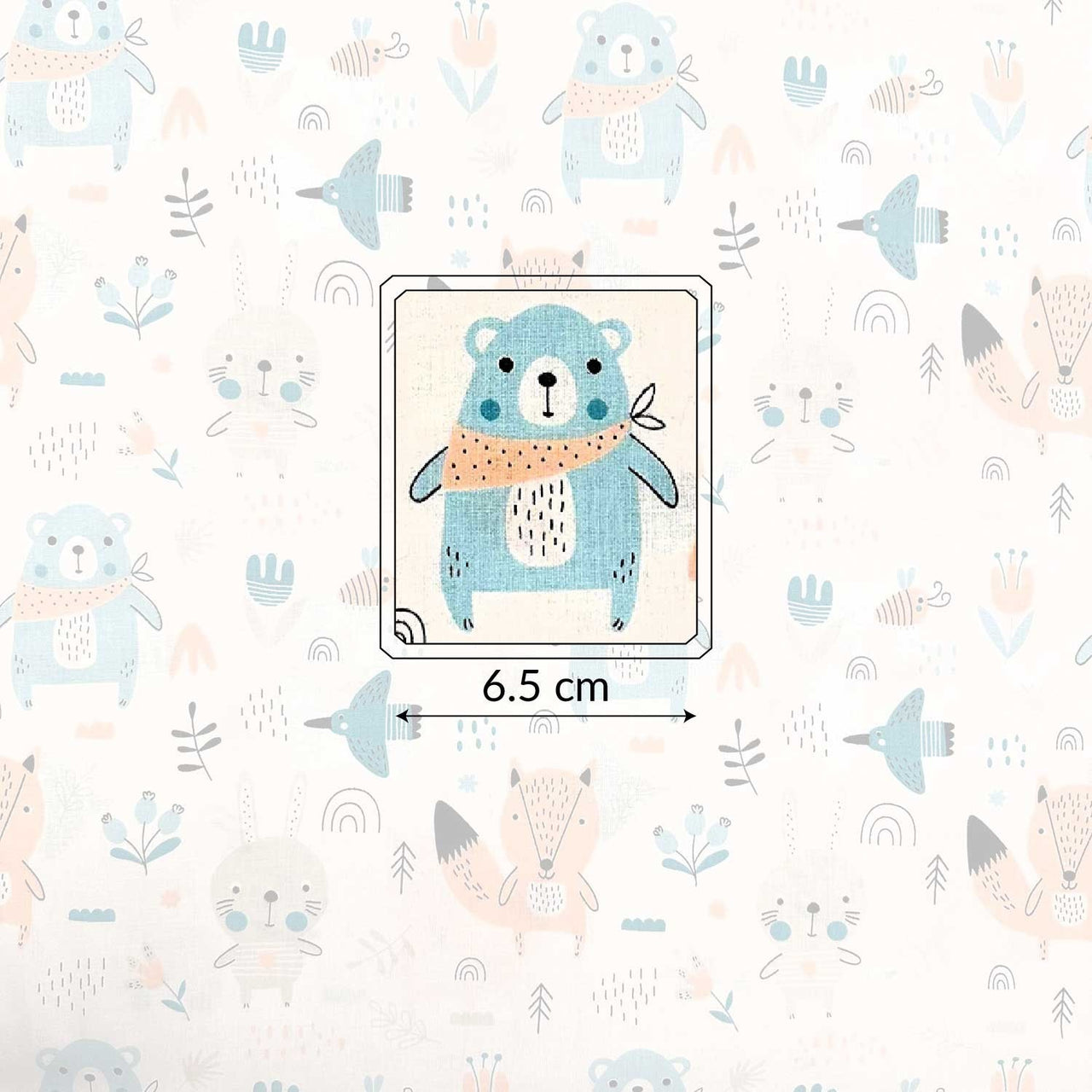 Cotton Fabric - Forest Animals on White