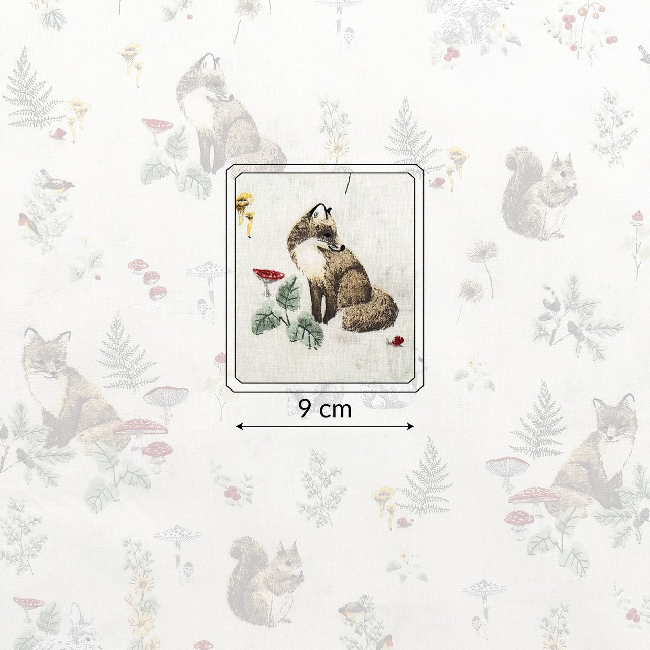 Cotton Fabric - Fox and Squirrel in the Autumn Forest