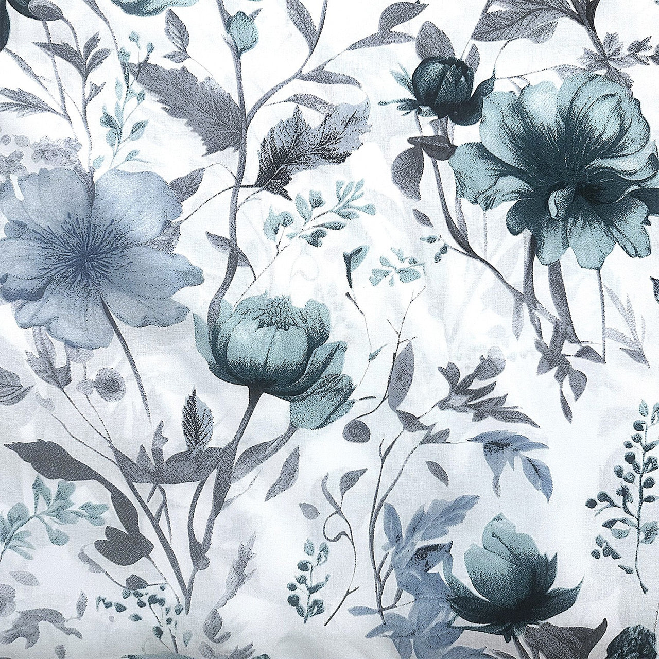 Cotton Fabric - Green Hibiscus