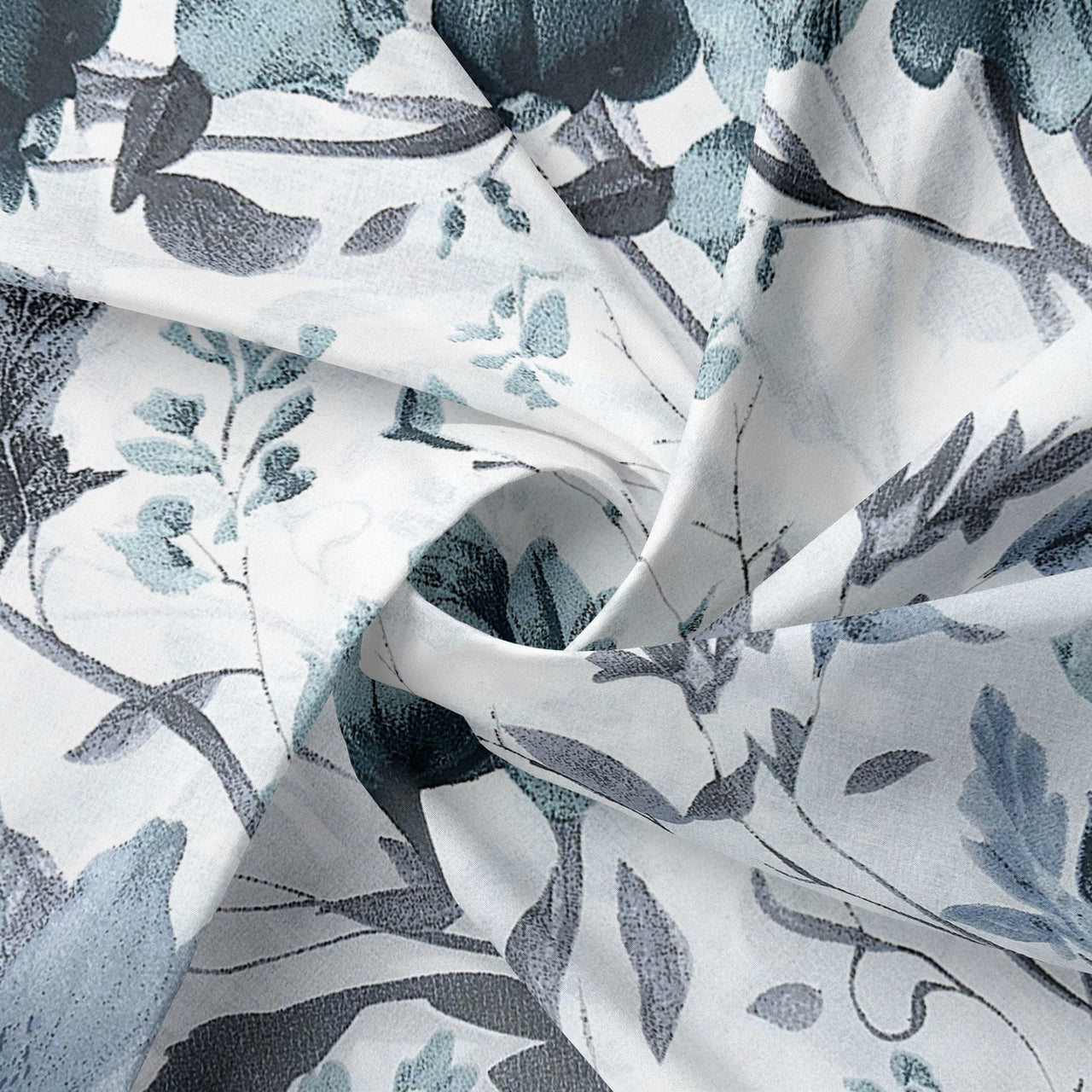 Cotton Fabric - Green Hibiscus