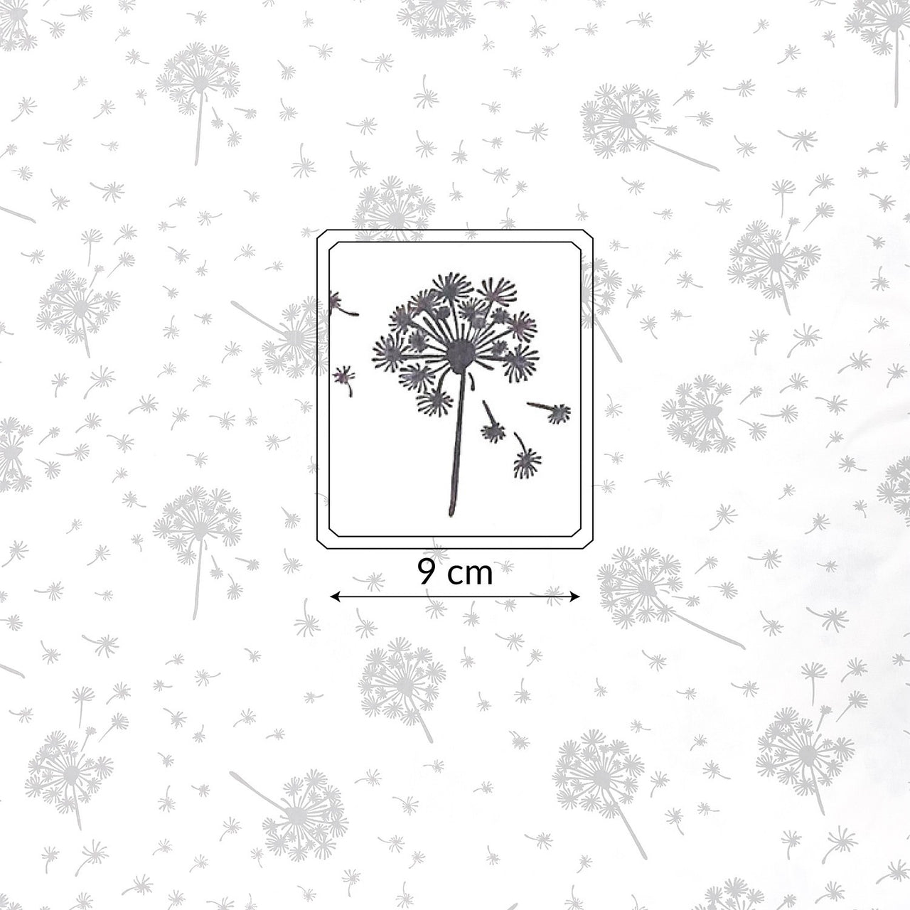 Cotton Fabric - Grey Dandelions on White